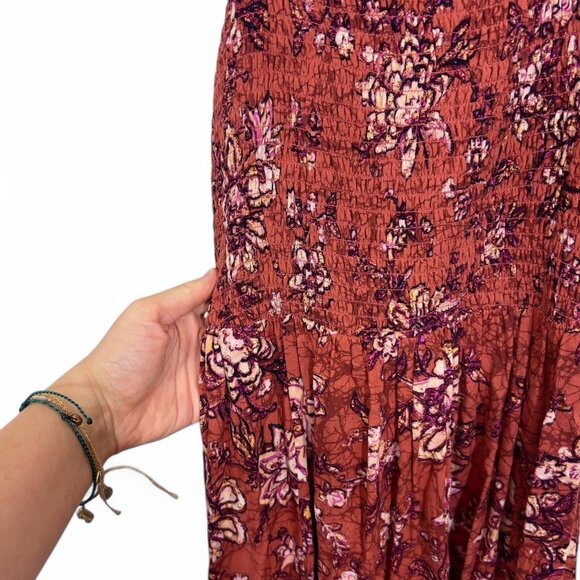 Maurice’s Rust Red Floral Maxi Sundress Strappy Back Boho Festival Size Small - Picture 3 of 7